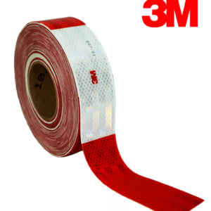 ROLLO DE CINTA RETRO REFLECTIVA 3M ORIGINAL DE COLOR ROJO Y BLANCO 45 METROS