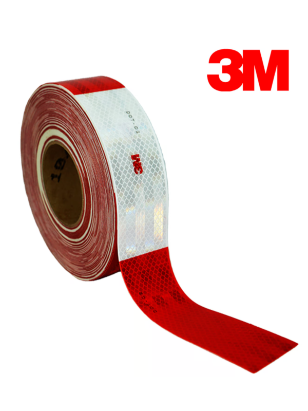 ROLLO DE CINTA RETRO REFLECTIVA 3M ORIGINAL DE COLOR ROJO Y BLANCO 45 METROS