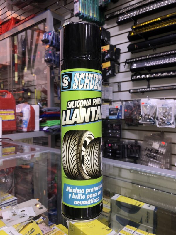 SILICONA PARA LLANTA EN SPRAY MARCA SCHUBERT ASPECTO RELUCIENTE Y NUEVO 650ML