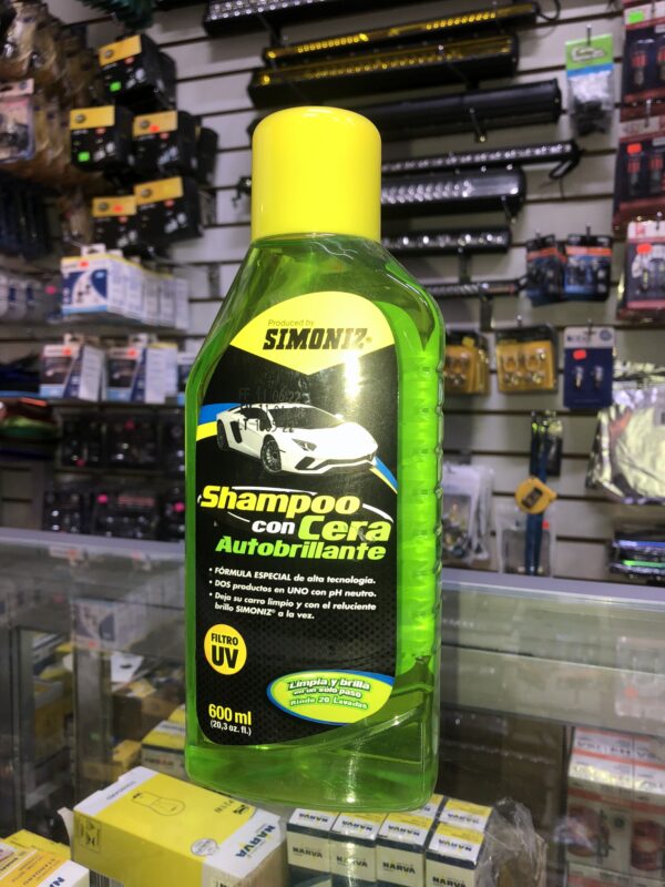 SHAMPOO CON CERA AUTOBRILLANTE CON FILTRO UV MARCA SIMONIZ 600ML FÓRMULA RELUCIENTE