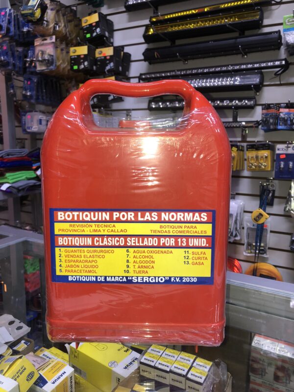 BOTIQUIN PRIMEROS AUXILIOS EN MODELO LONCHERA GRANDE CONTENIDO COMPLETO
