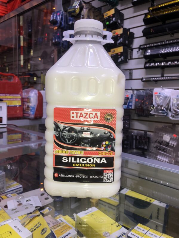 SILICONA DE TABLERO E INTERIOR DE VEHÍCULO EN GALÓN MARCA TAZCA AROMA CHICLE ABRILLANTA, PROTEGE Y RESTAURA