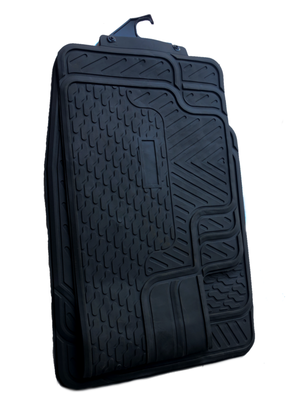 TAPIZ DE PISO DE JEBE PVC DE 3 PIEZAS PARA AUTO O CAMIONETA COLOR NEGRO