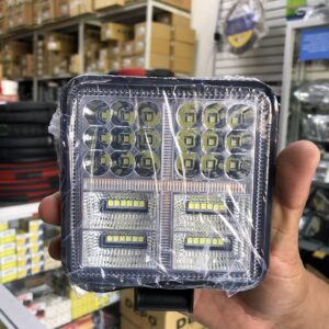 FARO LED NEBLINERO CUADRADO BLANCO CON CRUZ AMBAR 12-24V CON FUNCION INTERMITENTE 108W