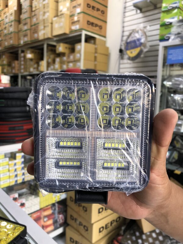 FARO LED NEBLINERO CUADRADO BLANCO CON CRUZ AMBAR 12-24V CON FUNCION INTERMITENTE 108W