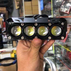 PAR DE FARO DE 4 LUPAS LED PESADO DUAL AMARILLO-BLANCO NEBLINERO MULTIVOLTAJE 12-24V RESISTENTE A IMPACTO, CORROSIÓN, AGUA Y LODO 95W CON VENTILADOR