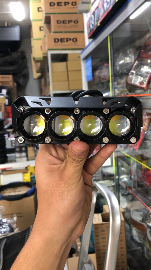 PAR DE FARO DE 4 LUPAS LED PESADO DUAL AMARILLO-BLANCO NEBLINERO MULTIVOLTAJE 12-24V RESISTENTE A IMPACTO, CORROSIÓN, AGUA Y LODO 95W CON VENTILADOR