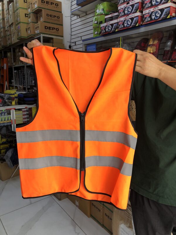 CHALECO REFLECTIVO DE SEGURIDAD VIAL O MINERA EN DISEÑO VARIADO COLOR NARANJA O NARANJA CON AZUL